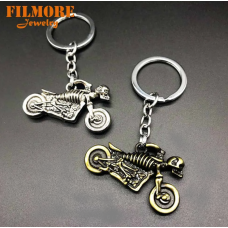 Keychain skeleton on a  motorcycle